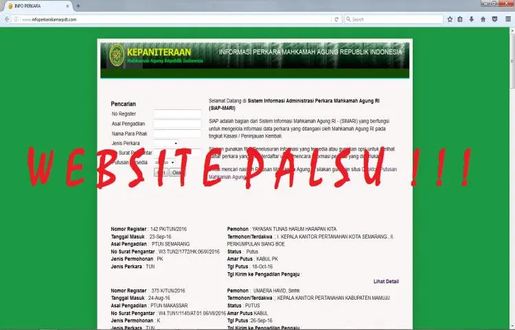 Waspada Terhadap Website Info Perkara Palsu