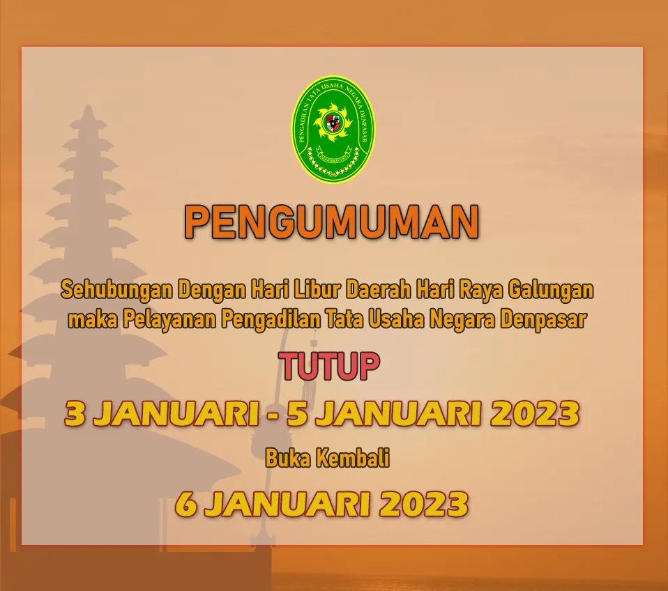 Pengumuman Layanan Tutup 3 Januari - 5 Januari 2023