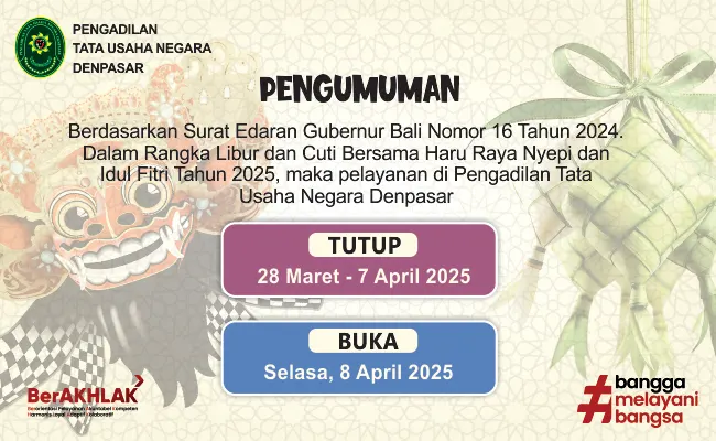 Pengumuman Layanan Pengadilan Tata Usaha Negara Denpasar