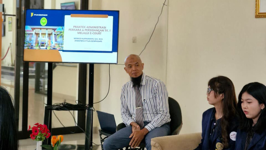 SANUR Bali (Satukan Nurani Berbagi Ilmu)di Ruang SANUR Bali Bersama Mahasiswa Magang Dari Universitas Udayana  Dengan Tema Praktek Administrasi Perkara Dan Persidangan TK I  e-Court 