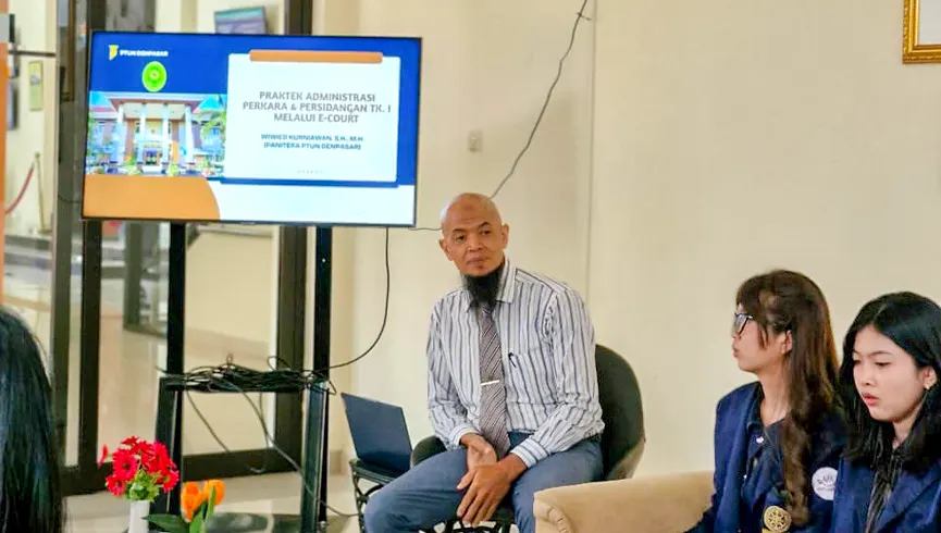 SANUR Bali (Satukan Nurani Berbagi Ilmu)di Ruang SANUR Bali Bersama Mahasiswa Magang Dari Universitas Udayana  Dengan Tema Praktek Administrasi Perkara Dan Persidangan TK I  e-Court 