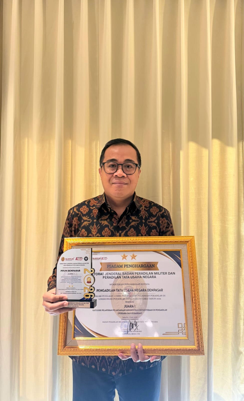 PTUN Denpasar Meraih Juara I Kategori Pelaporan Pelaksanaan Administrasi Perkara di Pengadilan (Perkara dan Keuangan)