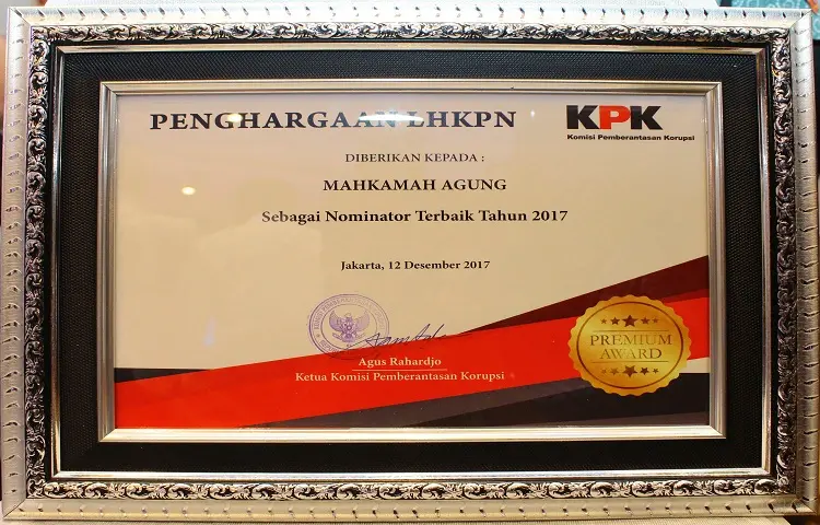 MA Terima Penghargaan Pengendalian LHKPN Dari KPK