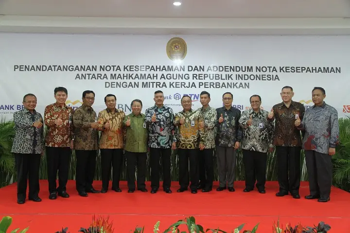 Mahkamah Agung Menandatangani Nota Kesepahaman Dan Addendum Nota Kesepahaman Dengan Mitra Kerja Perbankan