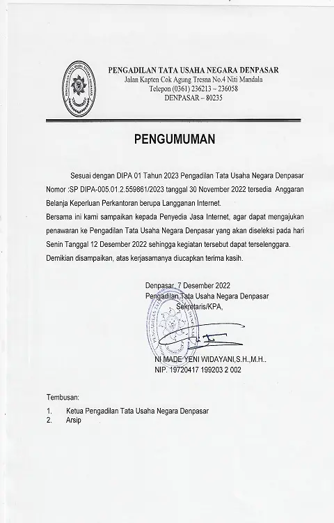 Pengadaan Layanan Internet Tahun Anggaran 2023