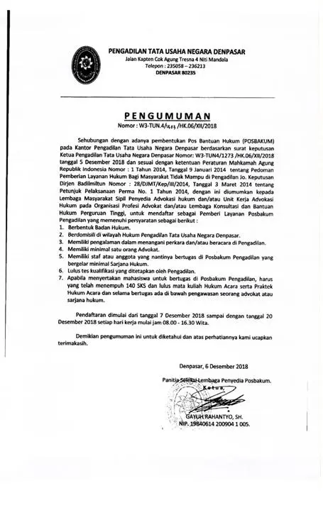 PENGUMUMAN