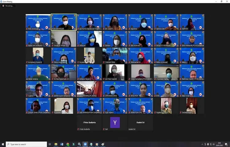 Rapat Bulanan Bulan Januari 2022 Pengadilan TUN Denpasar secara Virtual melalui Zoom Meeting