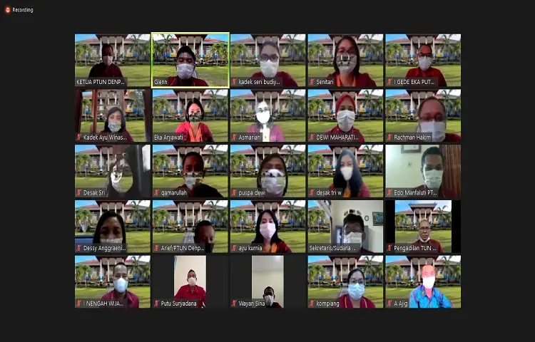 Rapat Bulanan bulan Juni 2021 secara Virtual dengan menggunakan Aplikasi Zoom Meeting di Pengadilan TUN Denpasar
