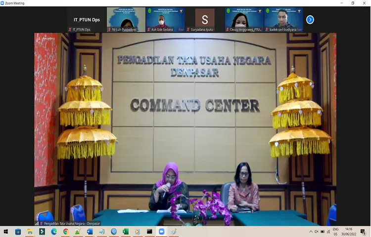 Rapat Bulanan Bulan Juni Tahun 2022 Pengadilan Tata Usaha Negara Denpasar secara Virtual melalui Zoom Meeting