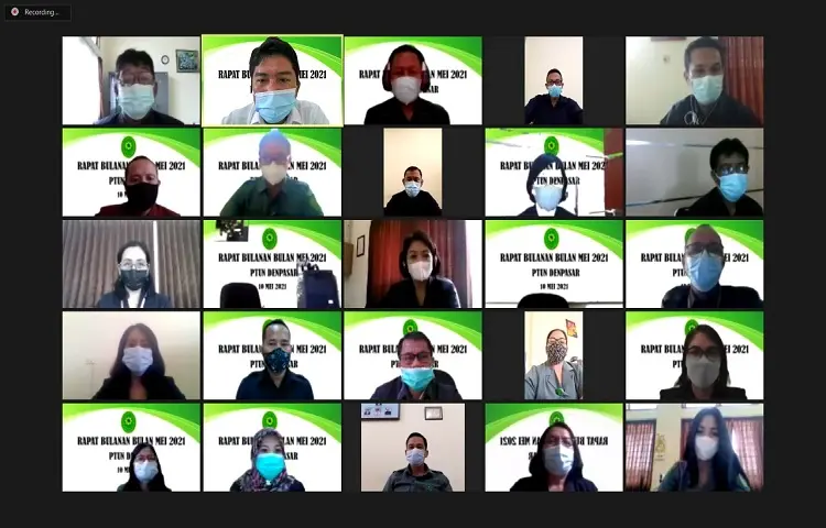 Rapat Bulanan bulan Mei 2021 Pengadilan TUN Denpasar secara Virtual dengan menggunakan Aplikasi Zoom Meeting