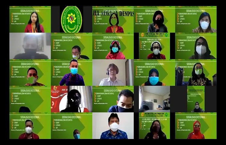 Sosialisasi External Pembangunan Zona Integritas Menuju WBK/WBBM, E-Court, E-Ligitasi, E-API secara Virtual melalui Zoom Meeting Pengadilan Tata Usaha Negara Denpasar.